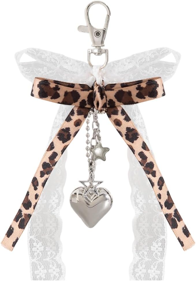 Leopard and lace bows charm